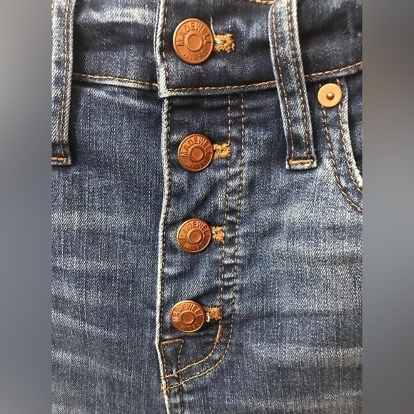 Madewell Womens 10” High Rise Raw Hem Distressed Button Fly Skinny Jeans Size 26 - Picture 5 of 11
